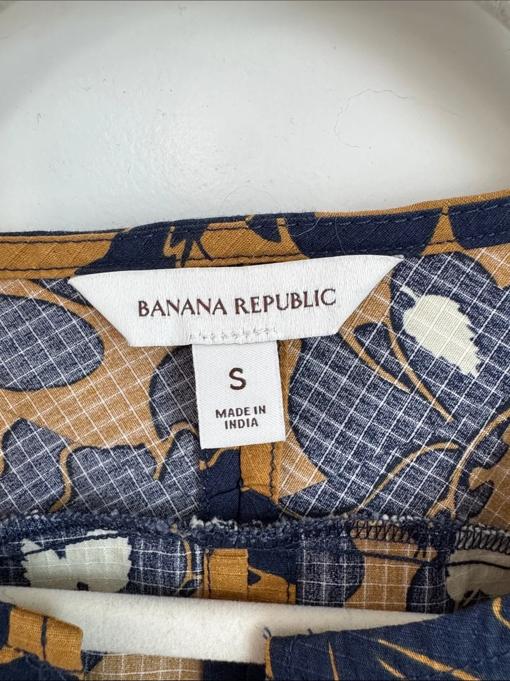 Banana Republic Mustard Floral Puff-Sleeve Top